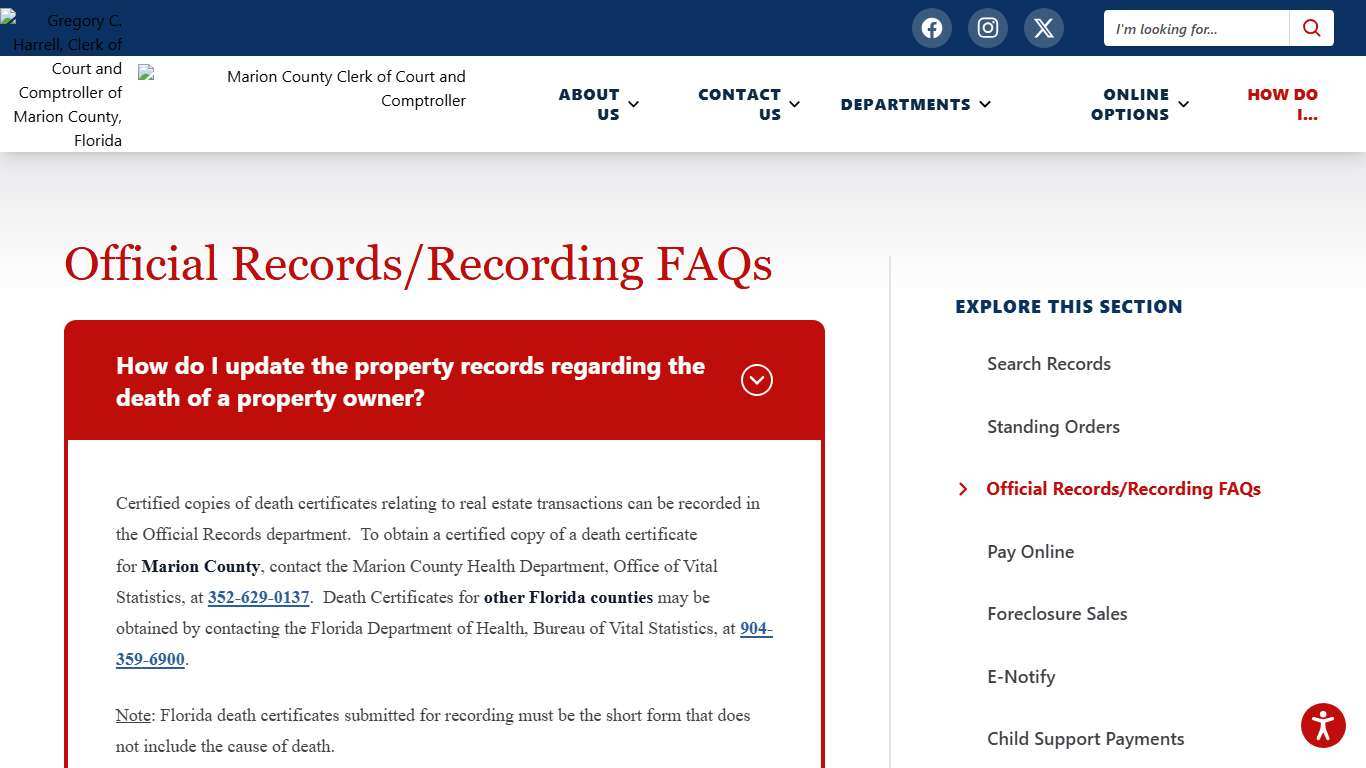 Official Records/Recording FAQs Marion County Clerk of Court and Comptroller